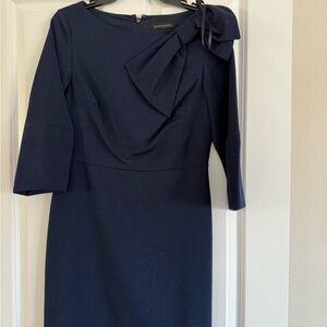 Navy Blue Dress with Bow Detail